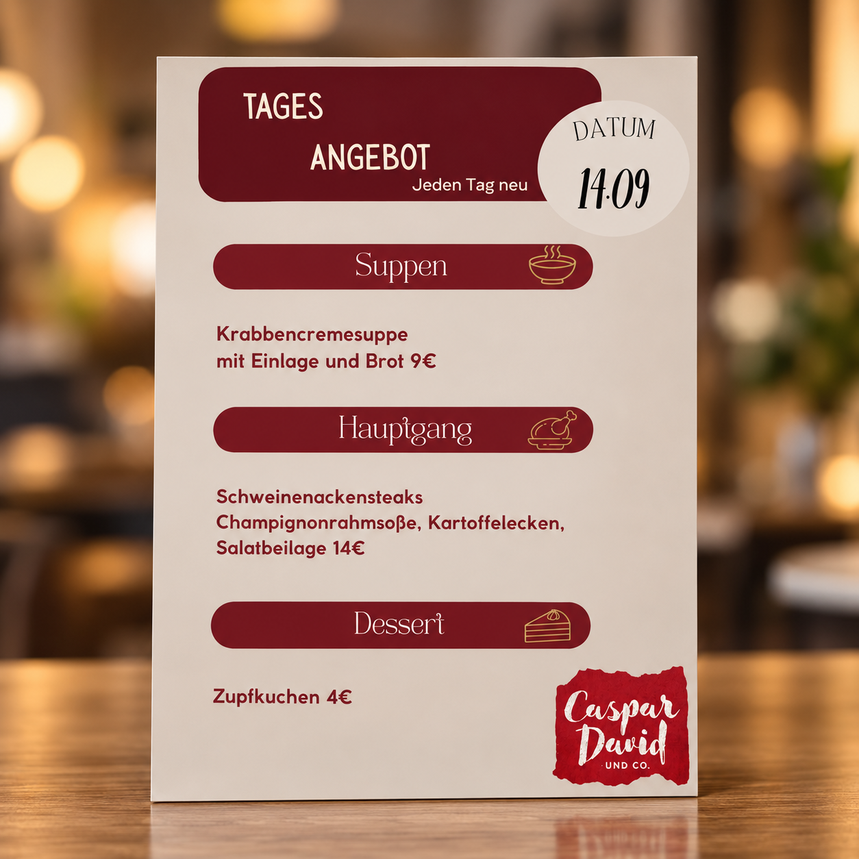 Tagesangebot im Das Caspar David